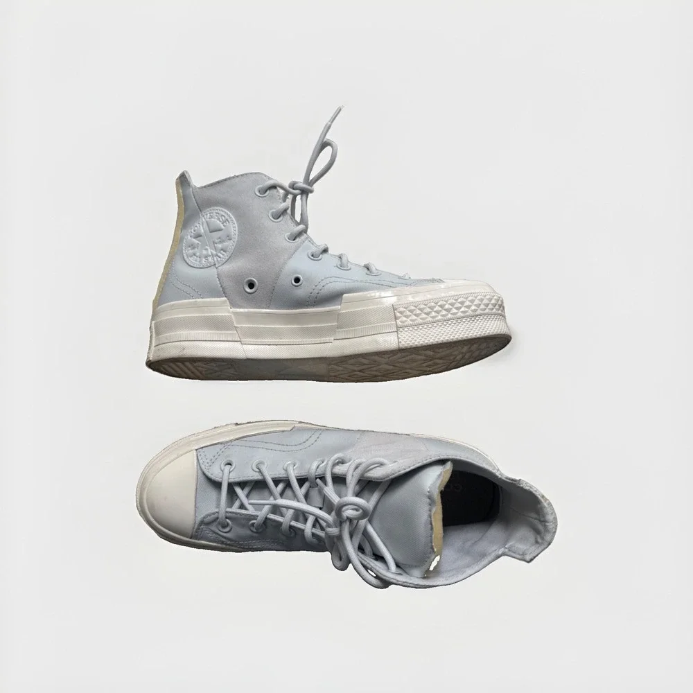 Converse Chuck 70 Plus Hightop Platform Sneaker Light Blue Unisex Men 6 Women 8